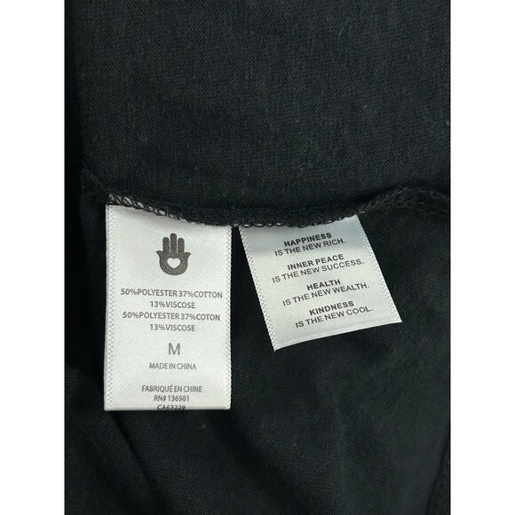 SPIRITUAL GANGSTER Peace Crop Muscle Tank Top M Black Gold Graphic Cotton Blend - Picture 11 of 11